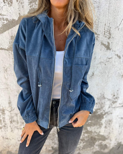 Danna | Corduroy Hooded Jacket with Zip Fastening