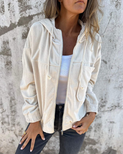 Danna | Corduroy Hooded Jacket with Zip Fastening