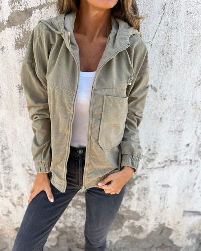 Danna | Corduroy Hooded Jacket with Zip Fastening