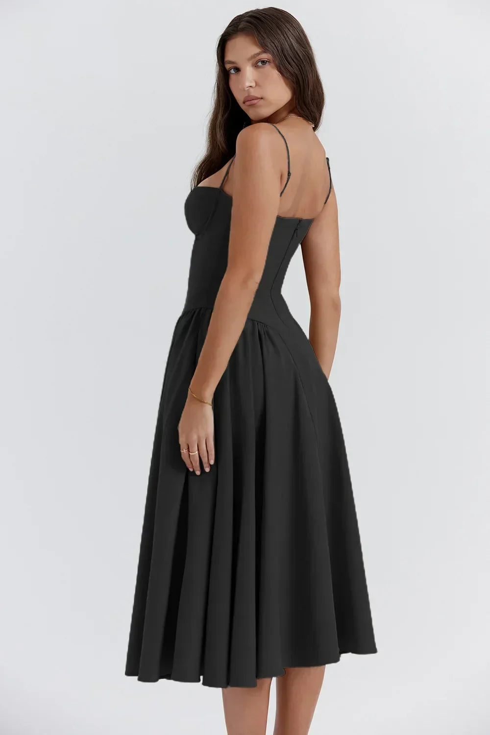 Helena™ | Sleeveless Corset Midi Dress