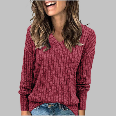 Vierra™ | Comfy V-Neck Long Sleeve Top