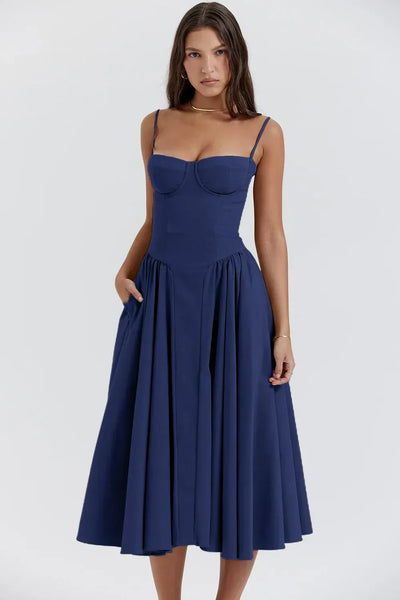 Helena™ | Sleeveless Corset Midi Dress
