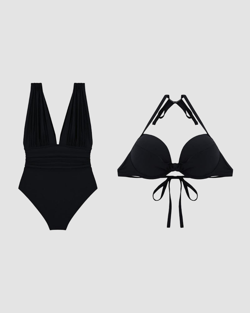 Layla™ | Luxury Shaping Swimsuit with Deep V-Neck and Halter Strap