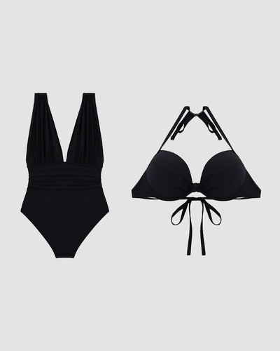 Layla™ | Luxury Shaping Swimsuit with Deep V-Neck and Halter Strap
