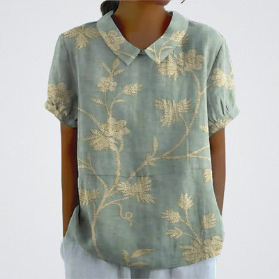 Lina™ | Floral Linen Blouse