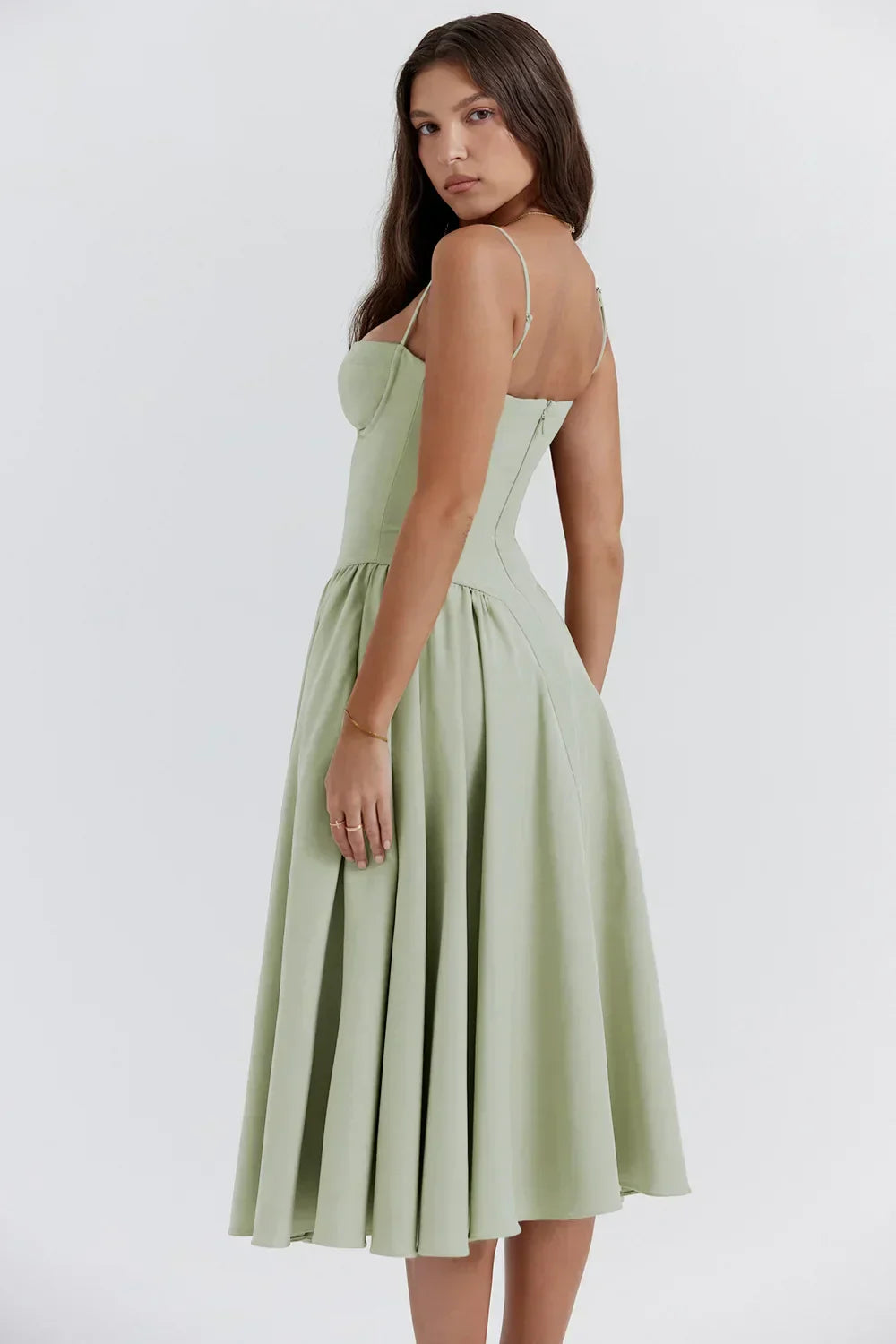 Helena™ | Sleeveless Corset Midi Dress