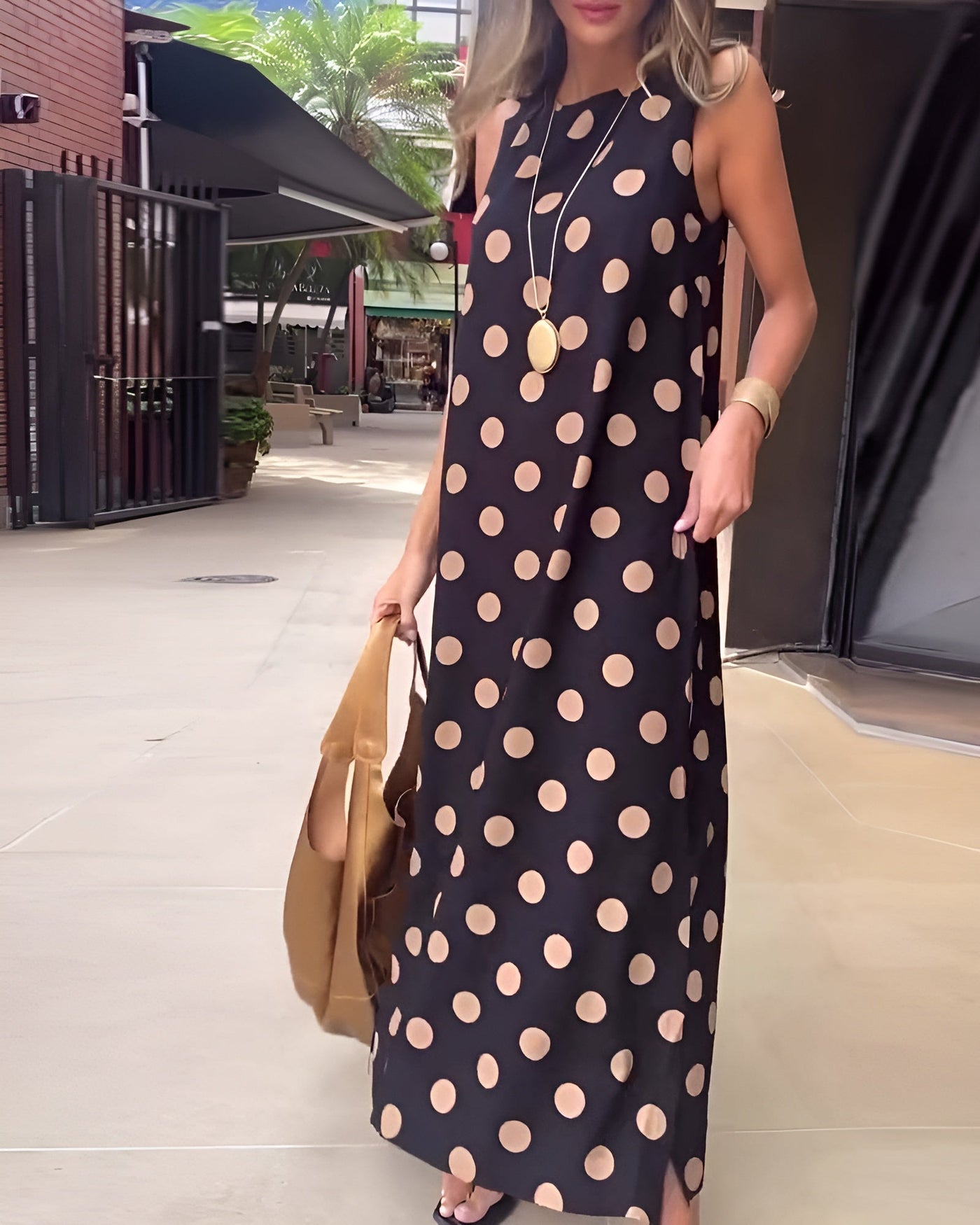 Roxane | Maxi Dress with Slit and Dots