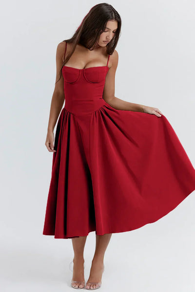 Helena™ | Sleeveless Corset Midi Dress