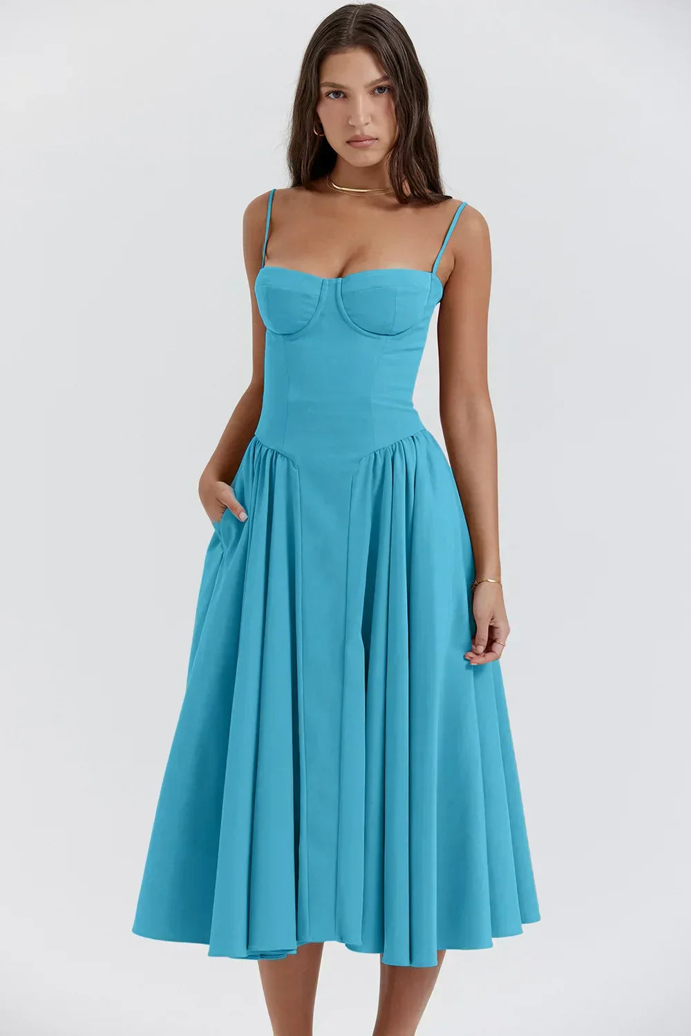 Helena™ | Sleeveless Corset Midi Dress