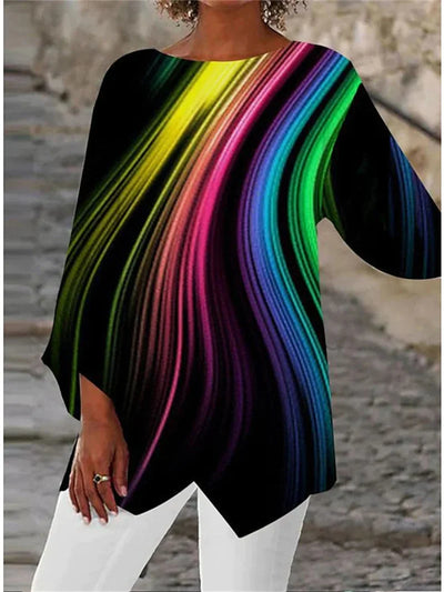 Sienna Rose™ | Printed Long-Sleeve Crew Neck Shirt