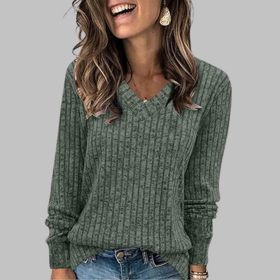 Vierra™ | Comfy V-Neck Long Sleeve Top