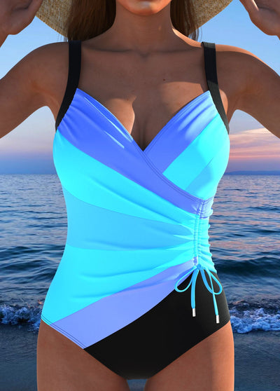 Luxe Surplice Black Swimsuit with Colourful Print | Last Day 80% Off!