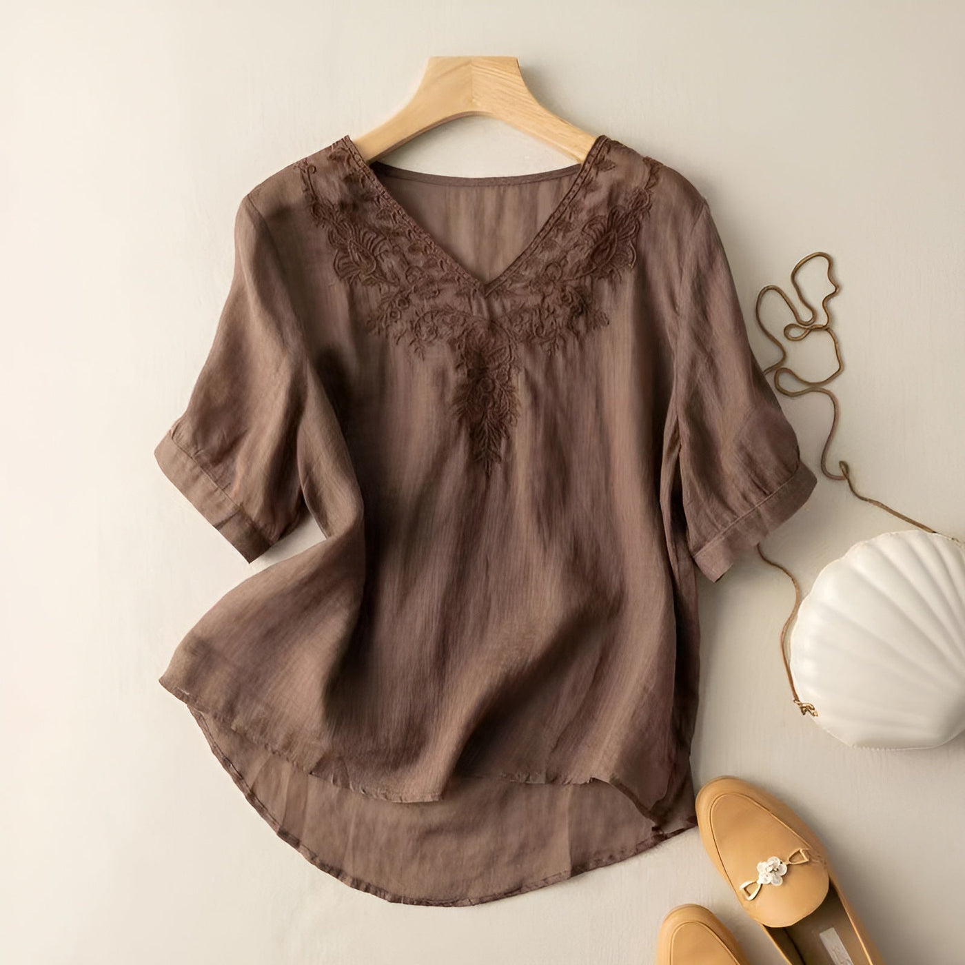 Ilona™ | Embroidered V-Neck Top