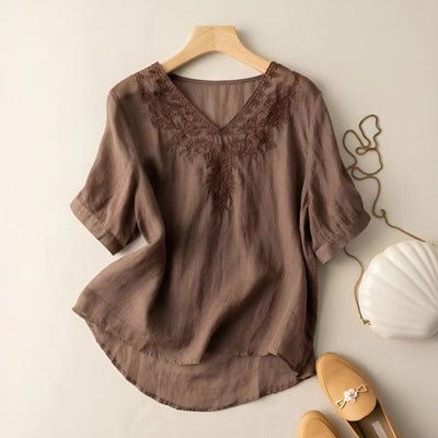 Ilona™ | Embroidered V-Neck Top