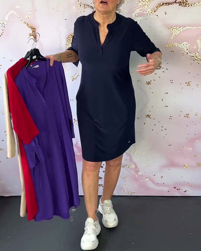 Ann™ | Plain V-Neck Dress