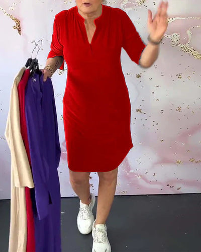 Ann™ | Plain V-Neck Dress