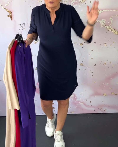 Ann™ | Plain V-Neck Dress
