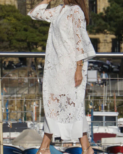 Estelle™ | Elegant Lace White Dress