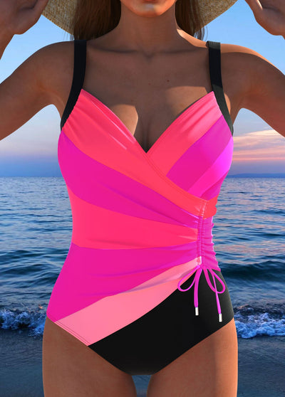 Luxe Surplice Black Swimsuit with Colourful Print | Last Day 80% Off!