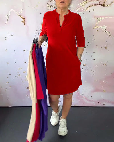 Ann™ | Plain V-Neck Dress