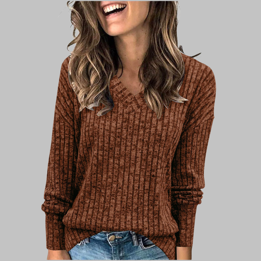 Vierra™ | Comfy V-Neck Long Sleeve Top