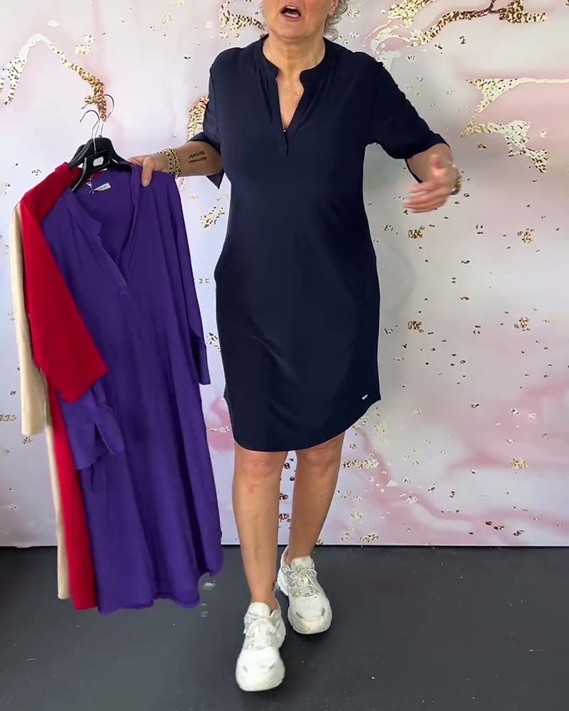 Ann™ | Plain V-Neck Dress