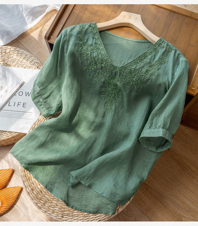Ilona™ | Embroidered V-Neck Top