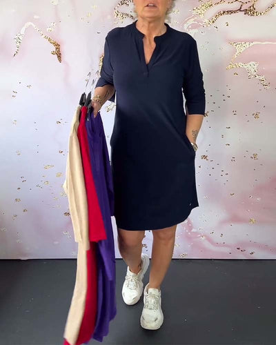 Ann™ | Plain V-Neck Dress