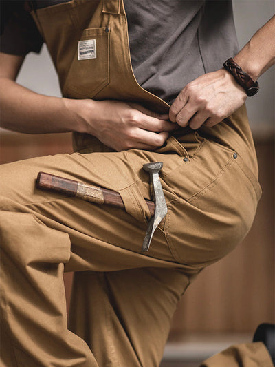 Brown Canvas Overalls with Duck Bib