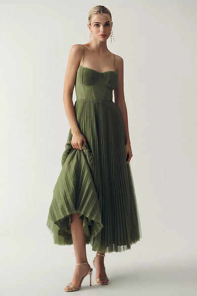 Era™ | Bustier Pleated Fit & Flare Midi Dress