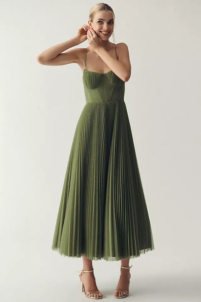Era™ | Bustier Pleated Fit & Flare Midi Dress