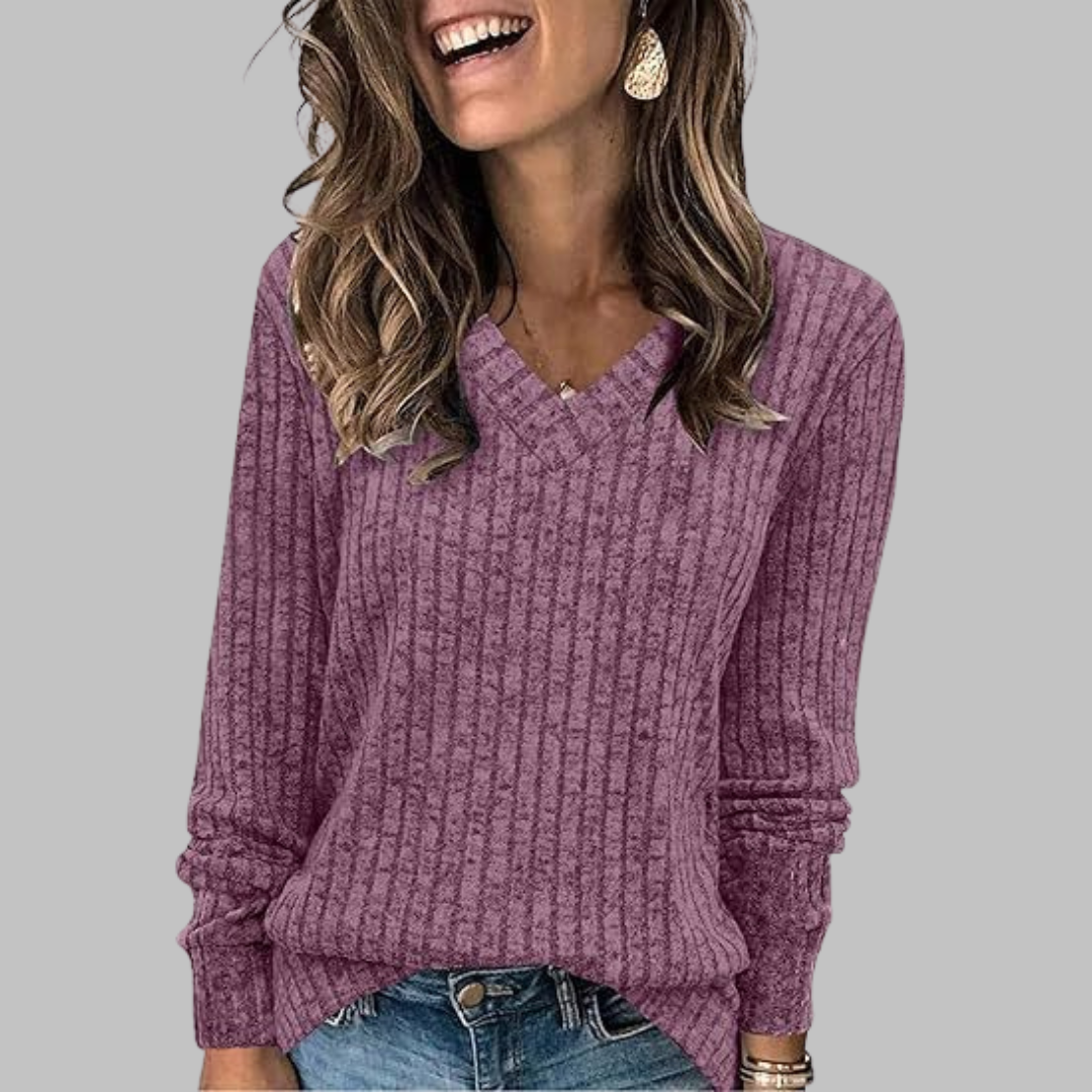 Vierra™ | Comfy V-Neck Long Sleeve Top