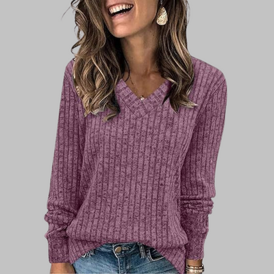 Vierra™ | Comfy V-Neck Long Sleeve Top