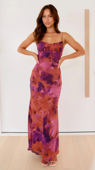 Coline™ | Printed Halter Dress with Open Back