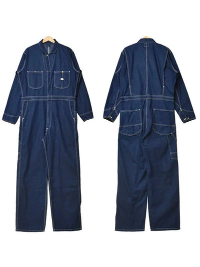Long-sleeved Denim Overall for Men with Relaxed Fit