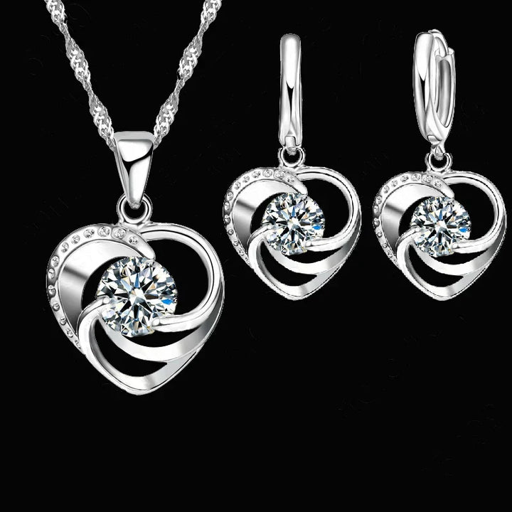 Timeless Heart Necklace and Earrings Set