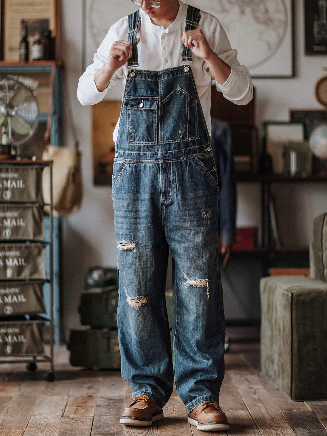Denim Dungarees in a Used Look for Men