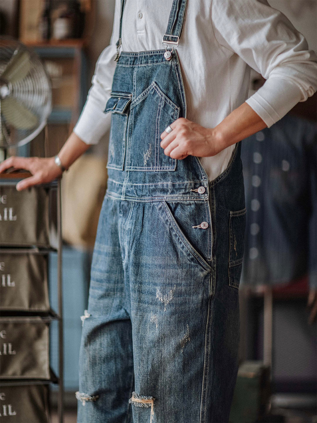 Denim Dungarees in a Used Look for Men