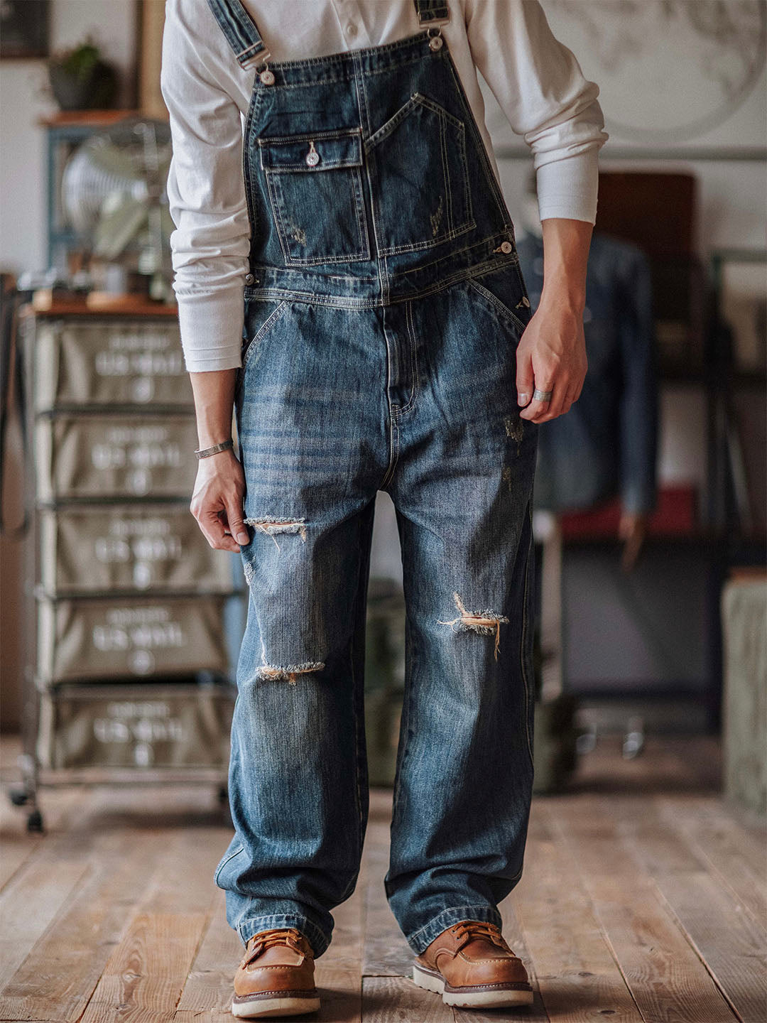 Denim Dungarees in a Used Look for Men