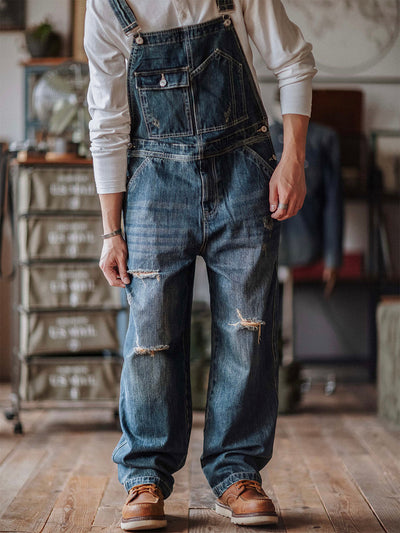 Denim Dungarees in a Used Look for Men