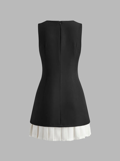 Ceri | Two-Tone Sleeveless Pleated Short Dress