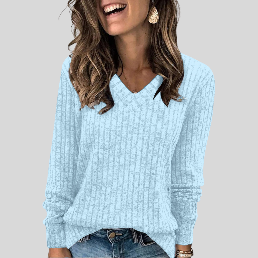 Vierra™ | Comfy V-Neck Long Sleeve Top