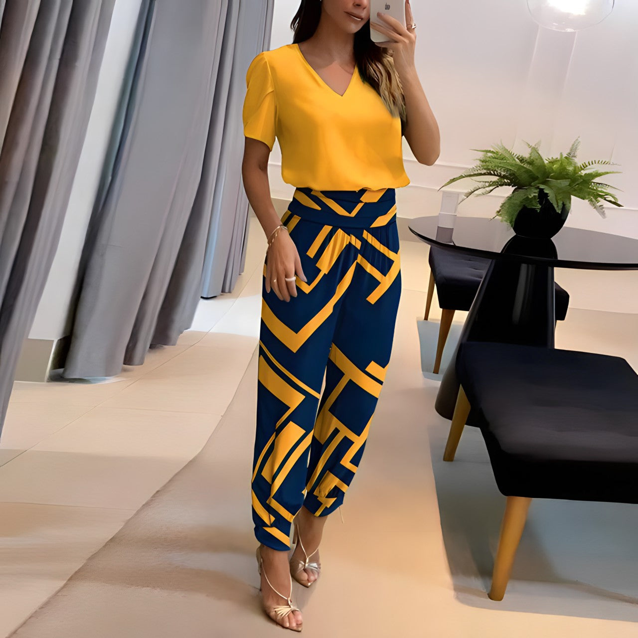 Elena™ | Stylish Blouse & Trousers Set with Belly Coverage