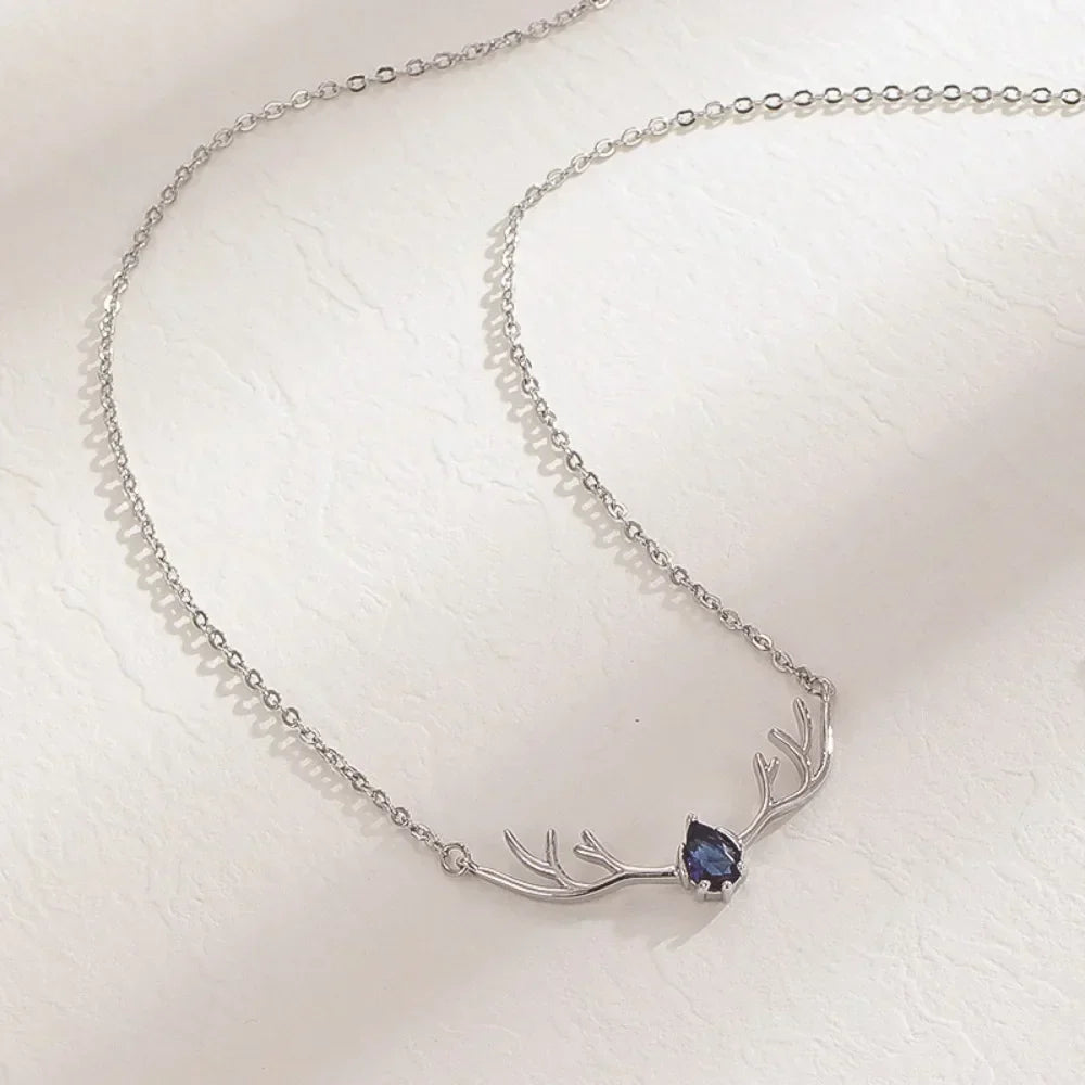 Deer Antler Necklace with Delicate Heart Charm