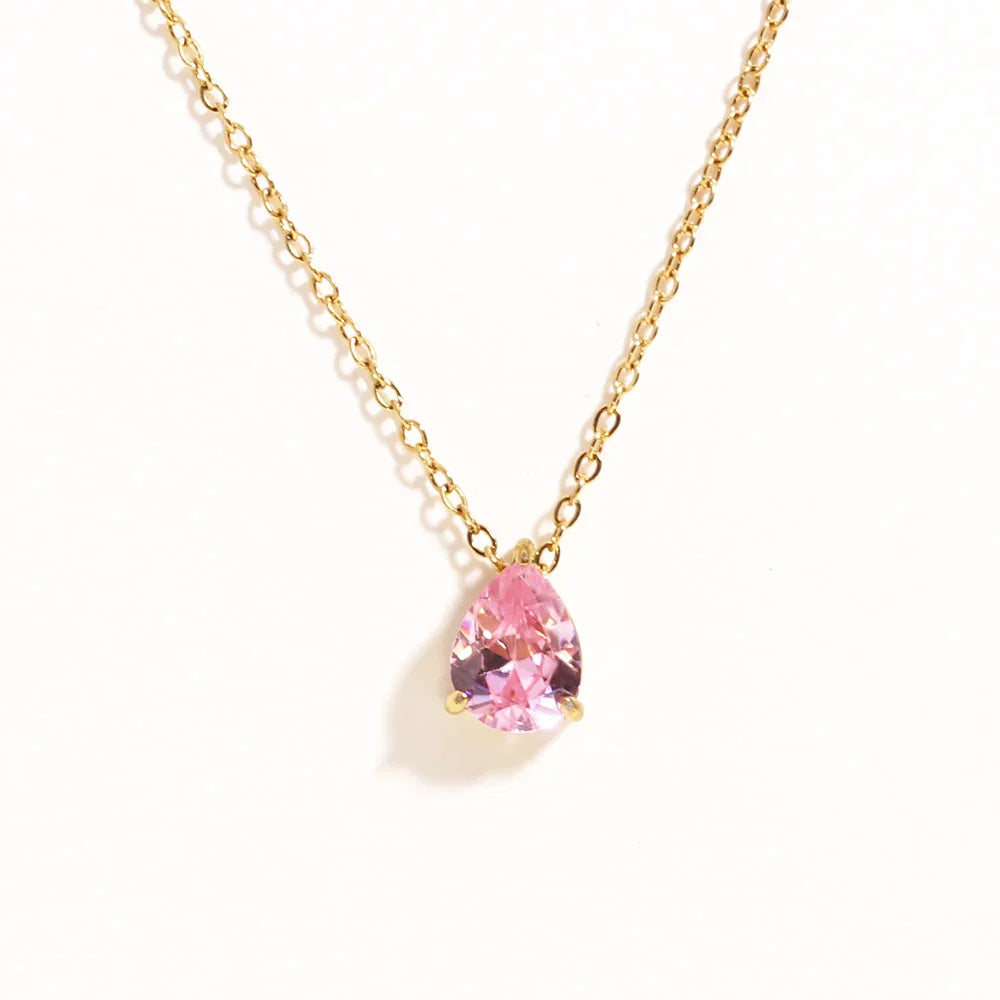 Crystal Teardrop Birthstone Necklace