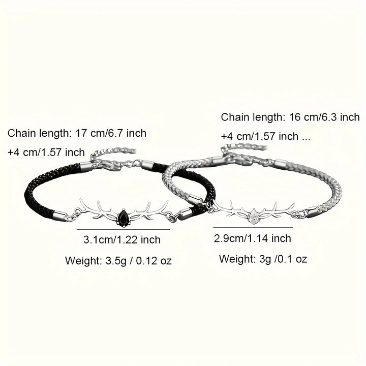 Deer Horn Heart Bracelet with Zircon