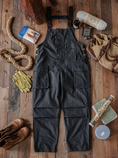 Canvas Dungarees with Button Placket for Men
