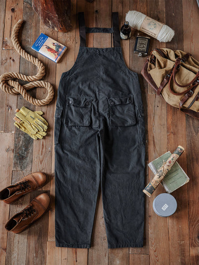 Canvas Dungarees with Button Placket for Men