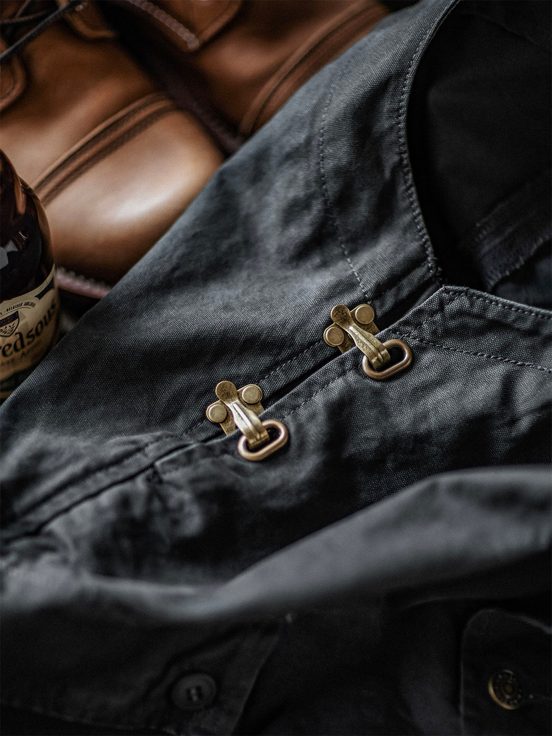 Canvas Dungarees with Button Placket for Men