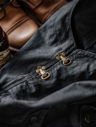 Canvas Dungarees with Button Placket for Men